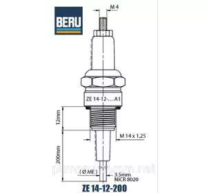 Свічка ( електрод, зонд) Beru ZE 14-12-200 A1